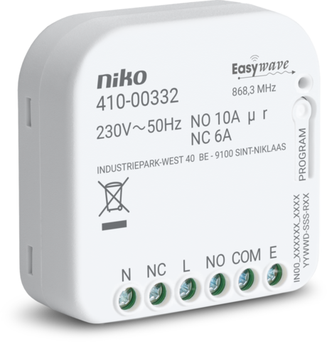 NIKO RF-ontvanger, potentiaalvrij, 1 wisselcontact, inbouw