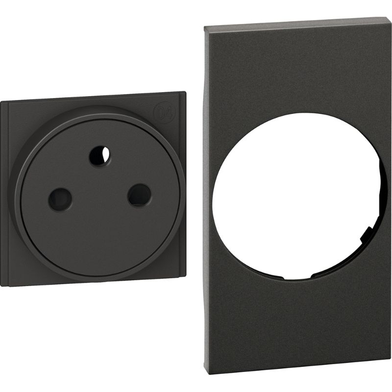 BTICINO LNOW vlakke sierpl.ctdoos 2P+A zwart - 2 mod voor contactdoo