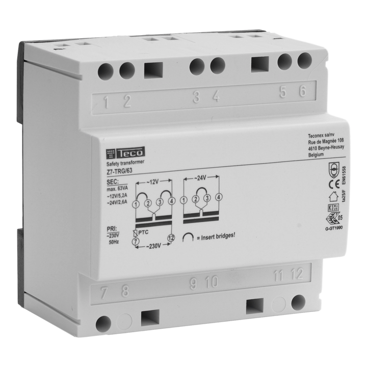 TECO Veiligheidstransformator TC 63VA 230VAC-12/24VAC