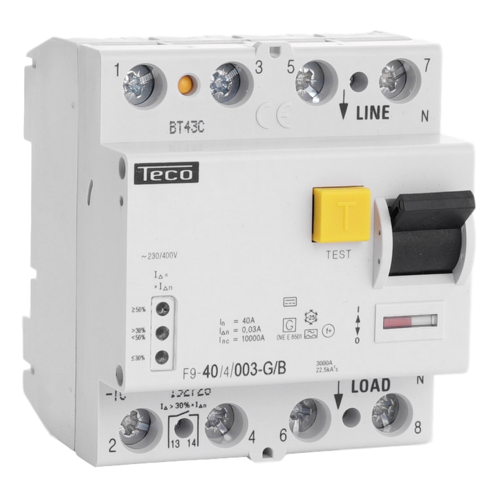 TECO Differentieelschak. Teco 4P 40A 30mA Type B