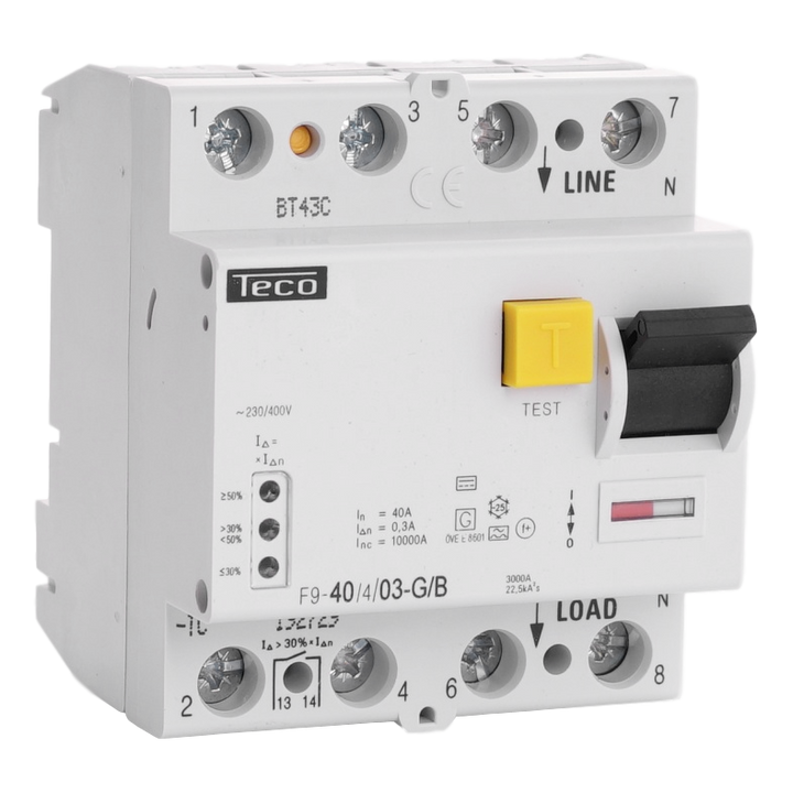 TECO Differentieelschak. Teco 4P 40A 300mA Type B
