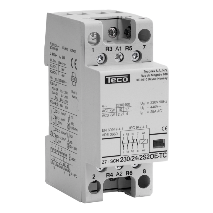 TECO Contactor TC 230VAC 25A 2NO+2NG