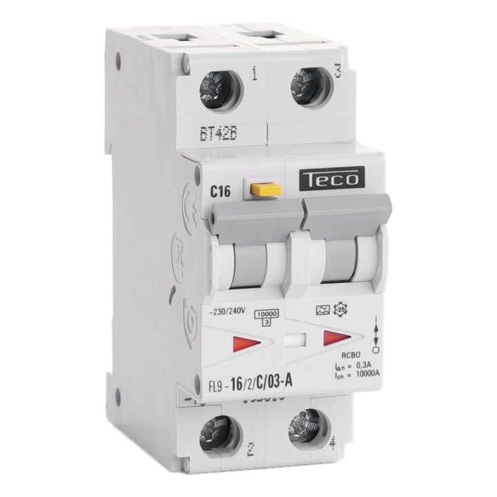 TECO Differentieelautomaat 2p 16A Kurve C Type A 300mA