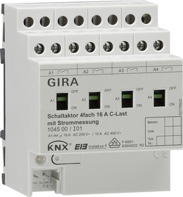 GIRA Gira Schakelactor 4-voudig 16 A met handbediening en stroommeting voor C-lasten, voor KNX