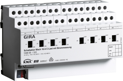 GIRA Gira Schakelactor 8-voudig 16 A met handbediening en stroommeting voor C-lasten, voor KNX