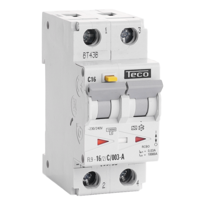 TECO Differentieelautomaat 2p 16A Kurve C Type A 30mA