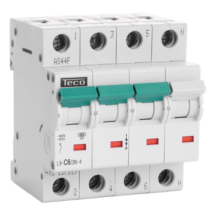 TECO Automaat TC 3P+N 6A 4,5kA Curve C