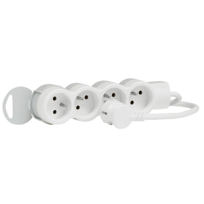LEGRAND Standaard contactdoos 5x2P+A met 3m snoer - wit-grijs