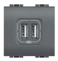 BTICINO Livinglight USB-lader type A+C-3A- 2 modules antraciet
