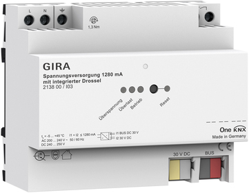 GIRA Voeding 1280 mA met geïntegreerde smoorspoel voor Gira One en KNX