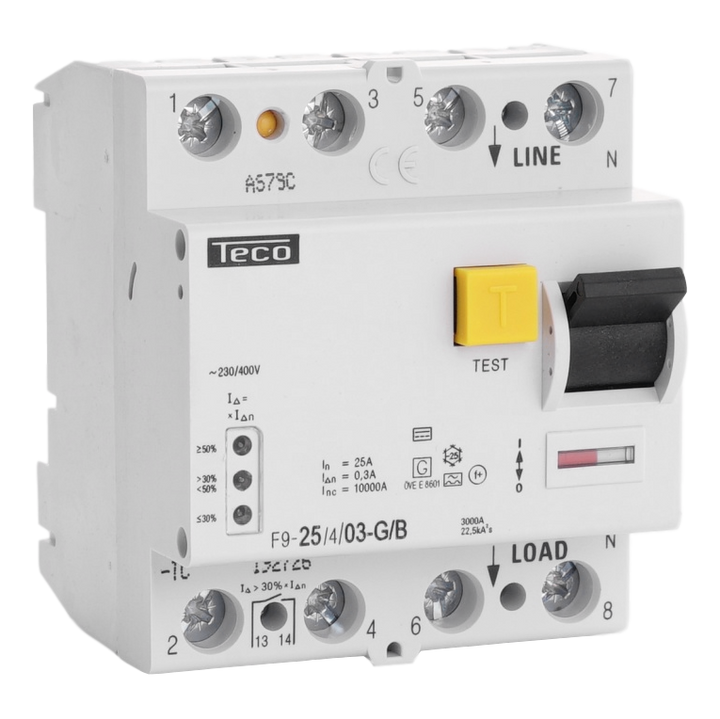 TECO Differentieelschak. Teco 4P 25A 300mA Type B