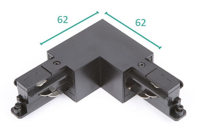 TECONEX L-Connector naar links Zwart voor Teco 3P-Track