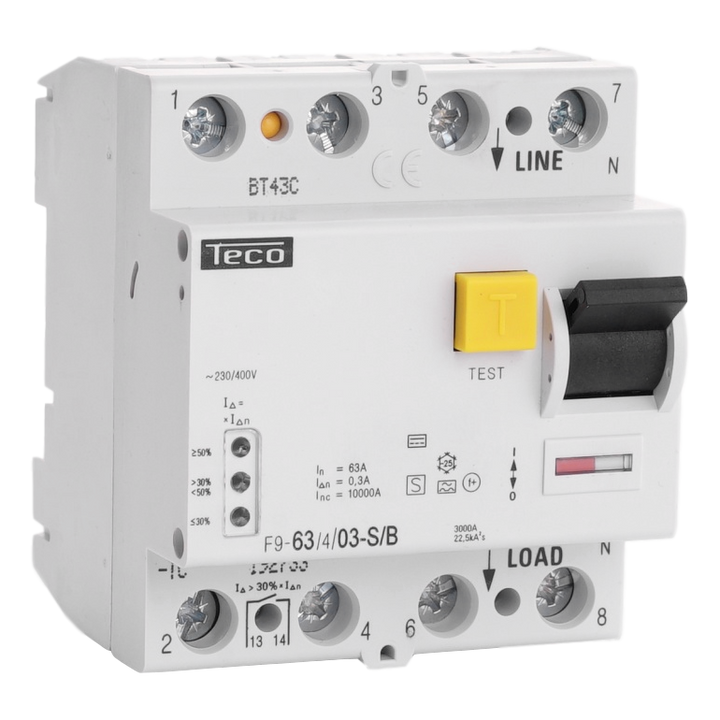 TECO Differentieelschak. Teco 4P 63A 300mA Type B selectief