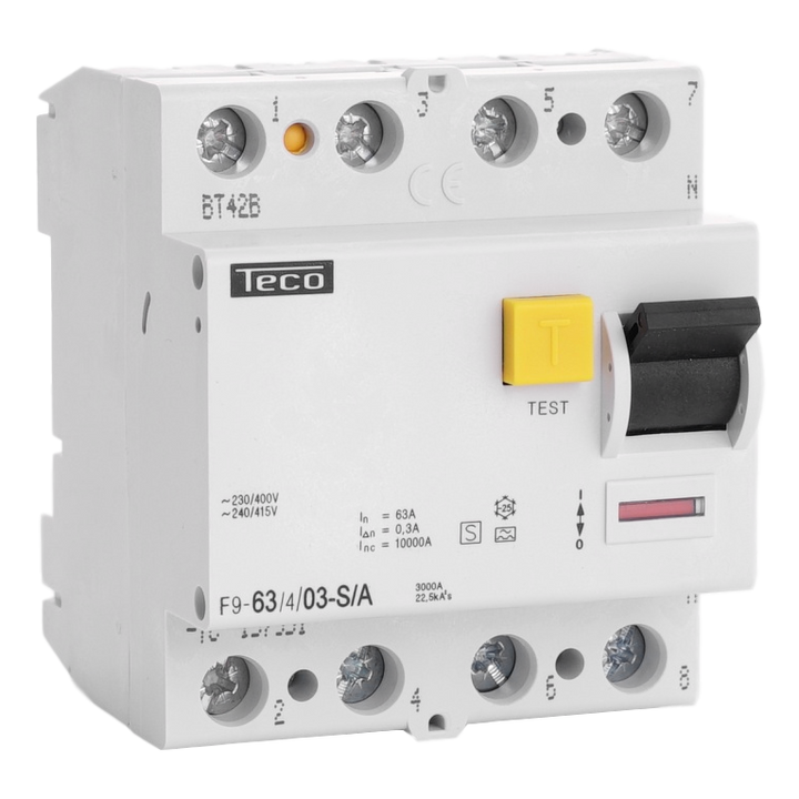 TECO Differentieelschak. TC 4P 63A 300mA Type S/A