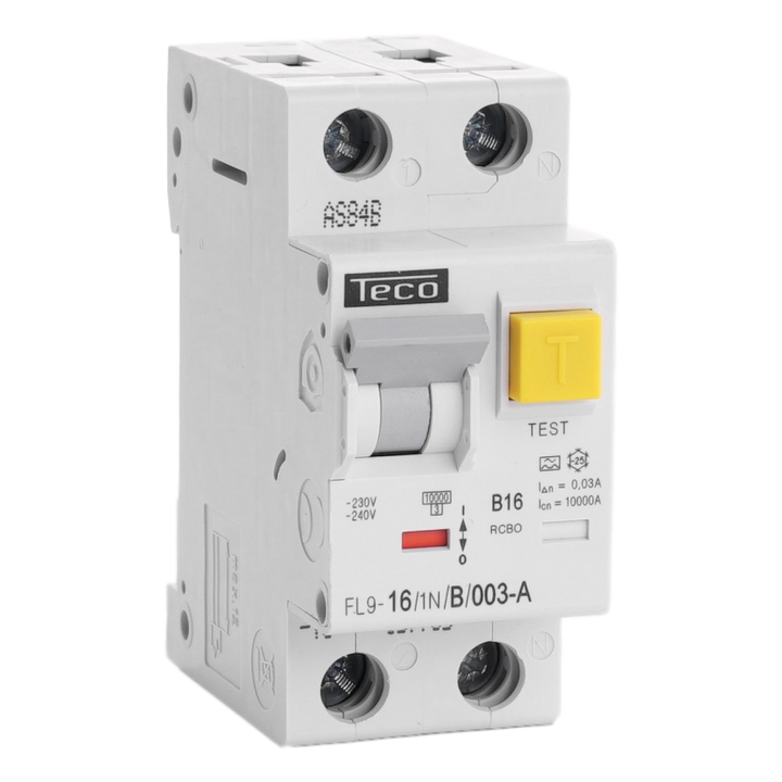 TECO Differentieelautomaat TC 1P+N 16A 30mA 10kA Curve B