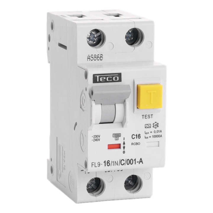 TECO Differentieelautomaat TC 1P+N 16A 10mA 10kA Courbe C