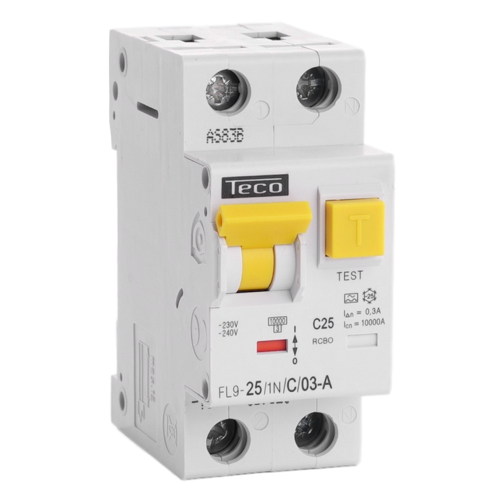 TECO Differentieelautomaat TC 1P+N 25A 30mA 10kA Courbe C