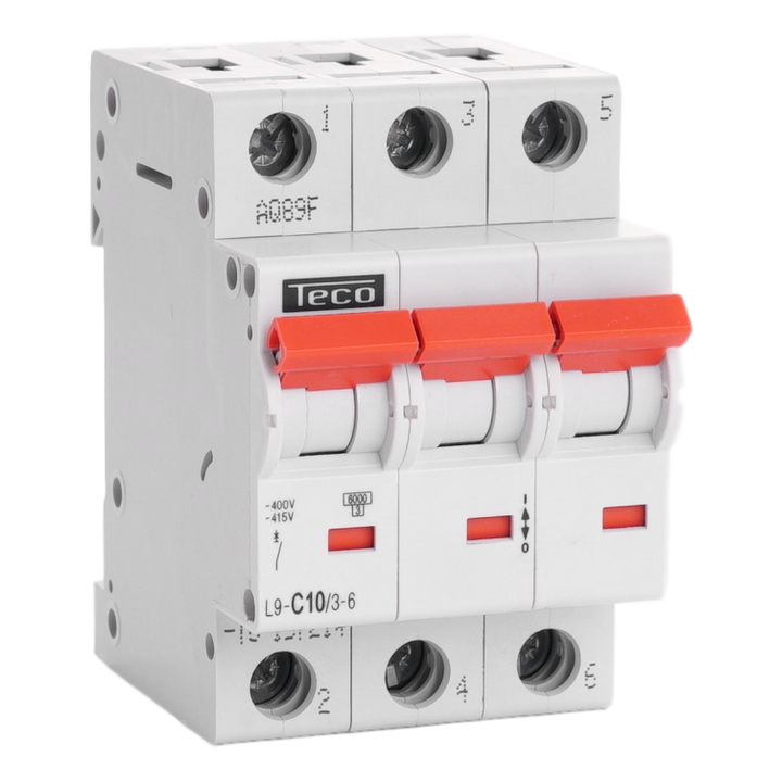 TECO Automaat TC 3P 10A 6kA Curve C