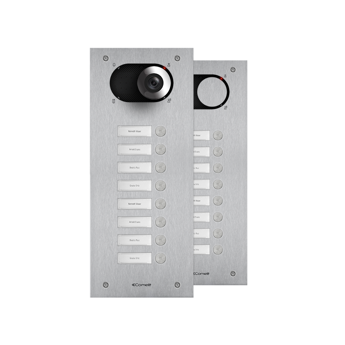 COMELIT SWITCH ZWART - ROESTVAST STALEN FRONTPANEEL MET 8 DRUKKNOPPEN