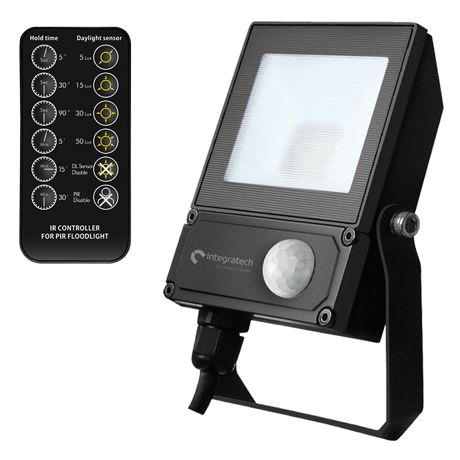 Integratech Led floodlight QT 20W 4000K zwart PIR
