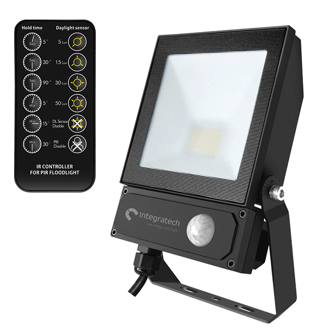 Integratech Led floodlight QT 50W 4000K zwart PIR