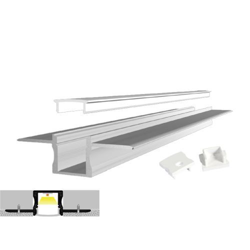 Integratech Profiel SLP15 alu 3m matte plexi incl. toebehoren