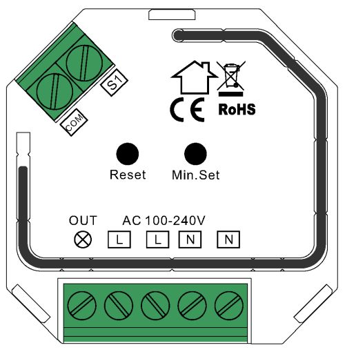 Integratech Dimmer 200W triac 2/3 draads drukknop ZigBee