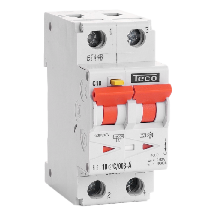 TECO Differentieelautomaat 2p 10A Kurve C Type A 30mA