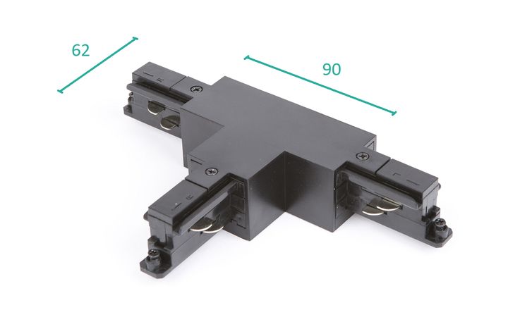 TECONEX T-Connector links-links Zwart voor Teco 3P-Track
