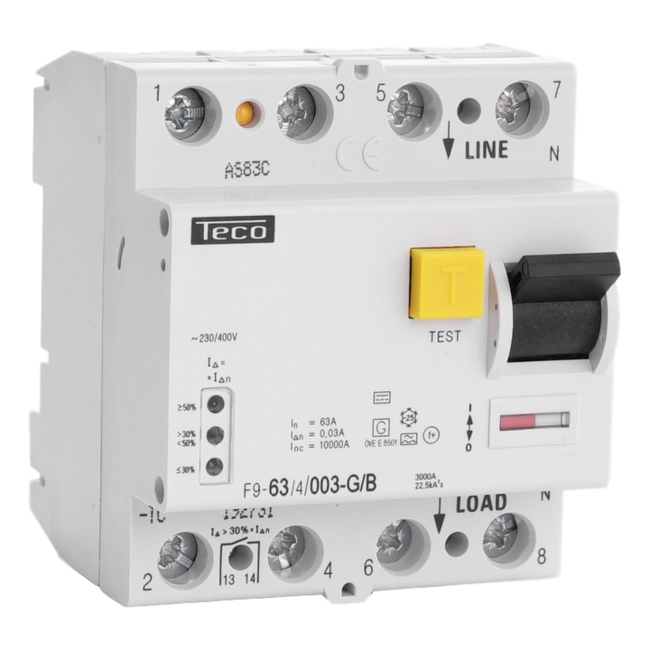 TECO Differentieelschak. Teco 4P 63A 30mA Type B
