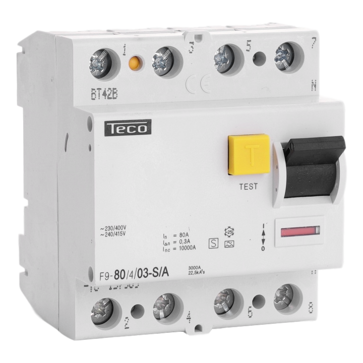TECO Differentieelschak. TC 4P 80A 300mA Type S/A