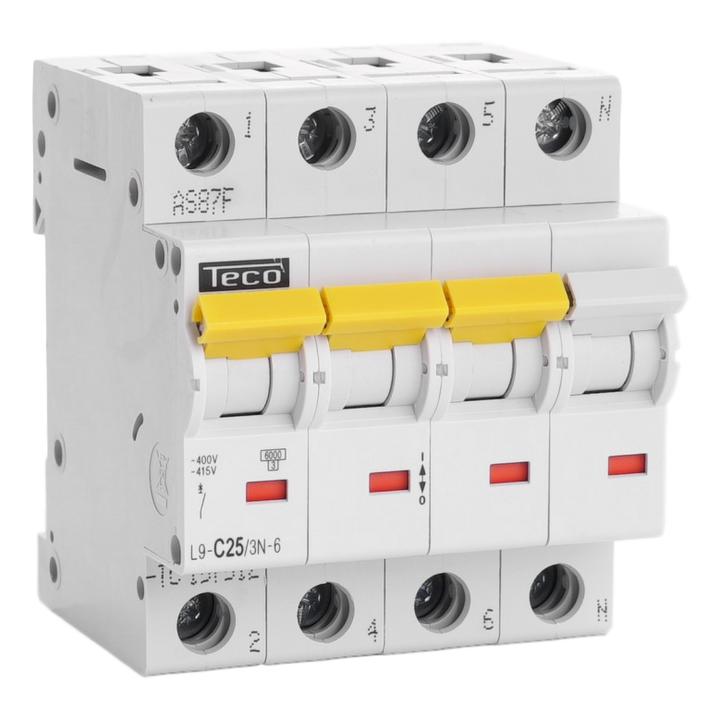 TECO Automaat TC 3P+N 25A 6kA Curve C