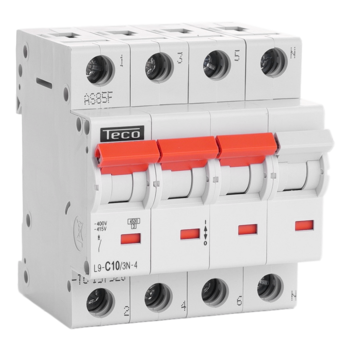 TECO Automaat TC 3P+N 10A 4,5kA Curve C